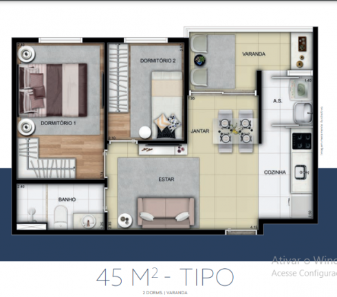 Apartamento com 2 Quartos à Venda, 45 m² em Centro - Diadema