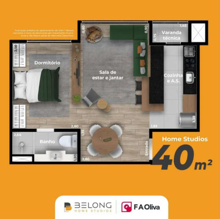Imagem Studio com 1 Quarto à Venda, 40 m² em Anhangabaú - Jundiaí