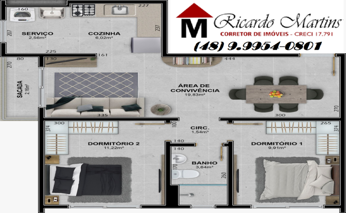 Imagem Apartamento com 2 Quartos à Venda,  em Vila Rica - Criciúma