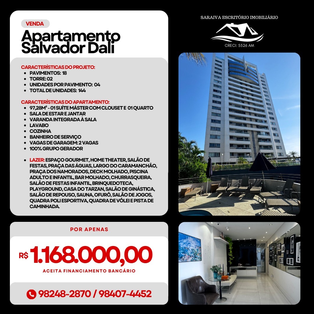 Apartamento com 2 Quartos à Venda, 97 m²em Adrianópolis - Manaus