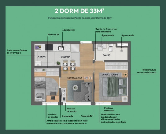 Imagem Apartamento com 2 Quartos à Venda, 37 m² em República - São Paulo