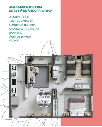 Imagem Apartamento com 2 Quartos à Venda,  em Vila Floresta - Criciúma