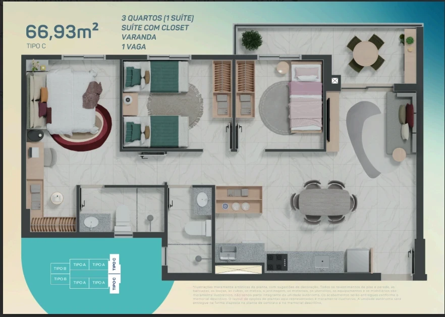 Imagem Apartamento com 3 Quartos à Venda, 63 m² em Cambeba - Fortaleza