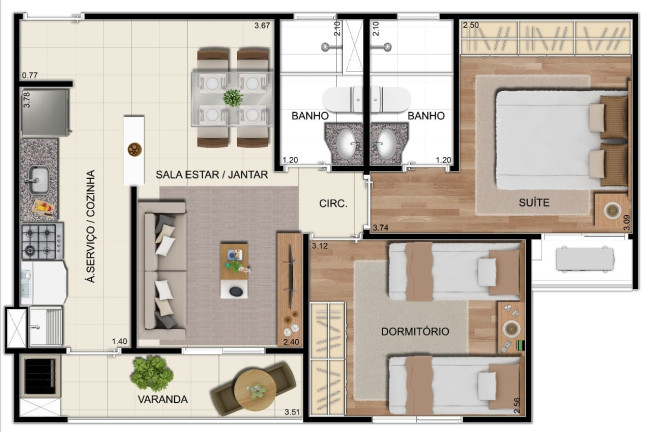 Foto do imóvel: Apartamento com 2 Quartos à Venda, 51 m²em Planalto - Manaus