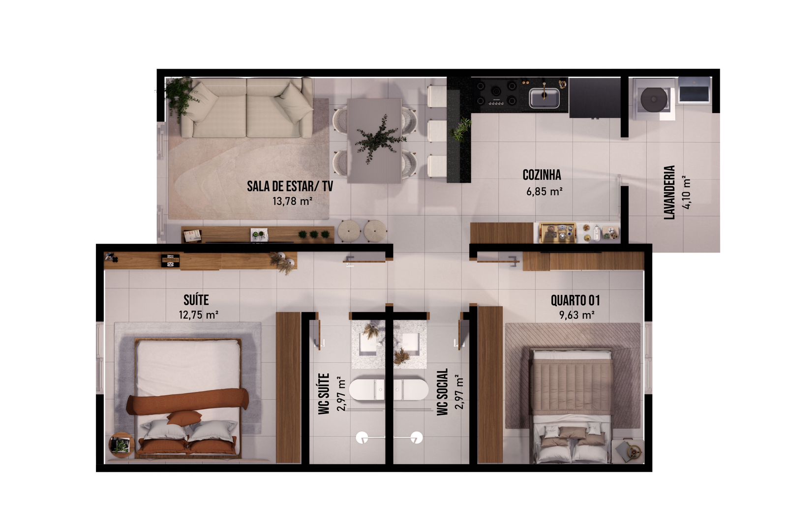 Casa de Condomínio com 2 Quartos à Venda, 70 m²em  plano diretor sul - 1003sul