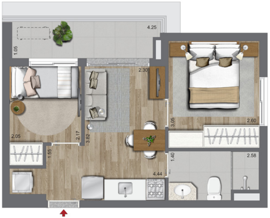 Imagem Apartamento com 1 Quarto à Venda, 27 m²em Brooklin Paulista - São Paulo