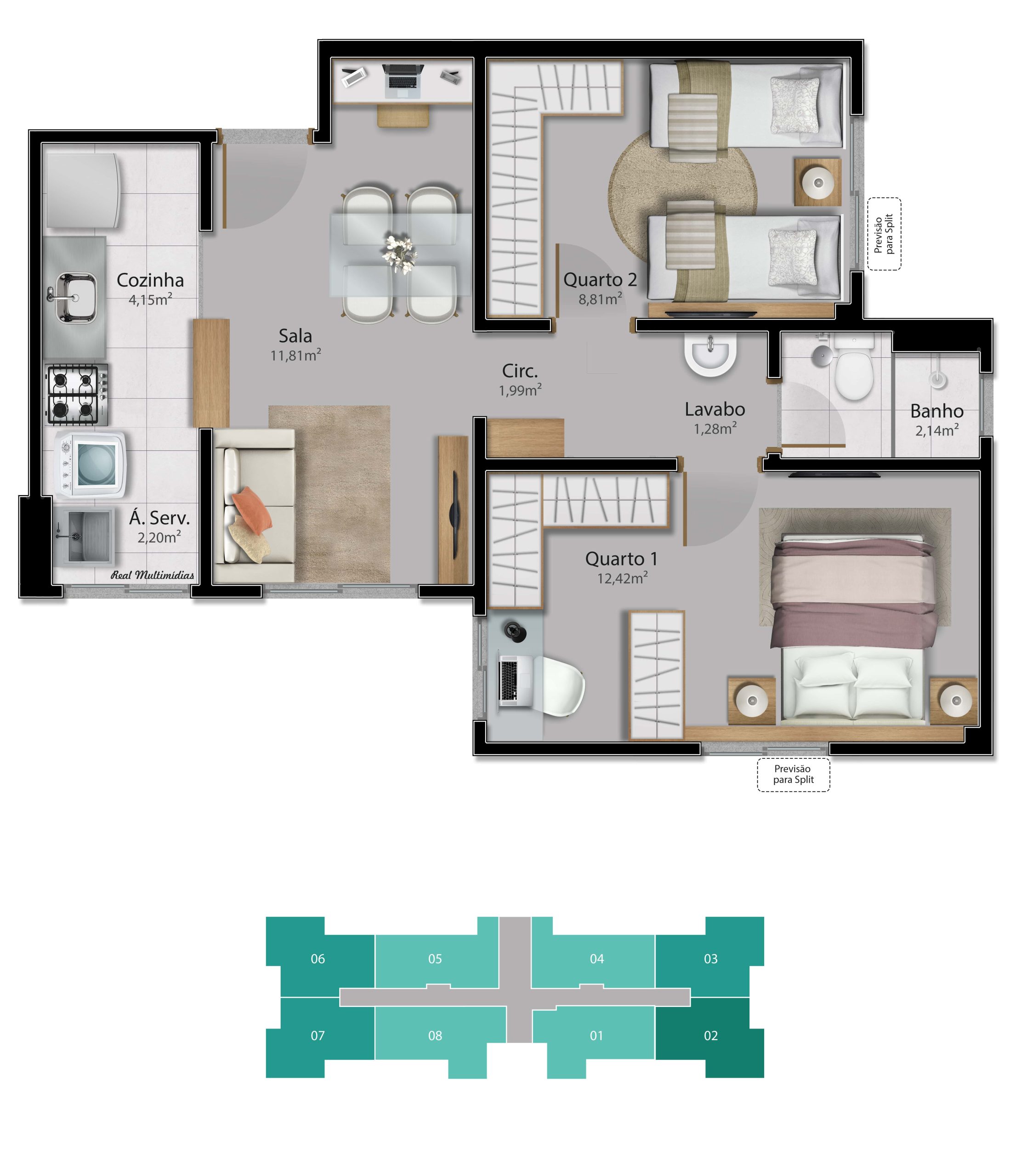 Imagem Apartamento com 2 Quartos à Venda, 46 m² em Ataíde - Vila Velha