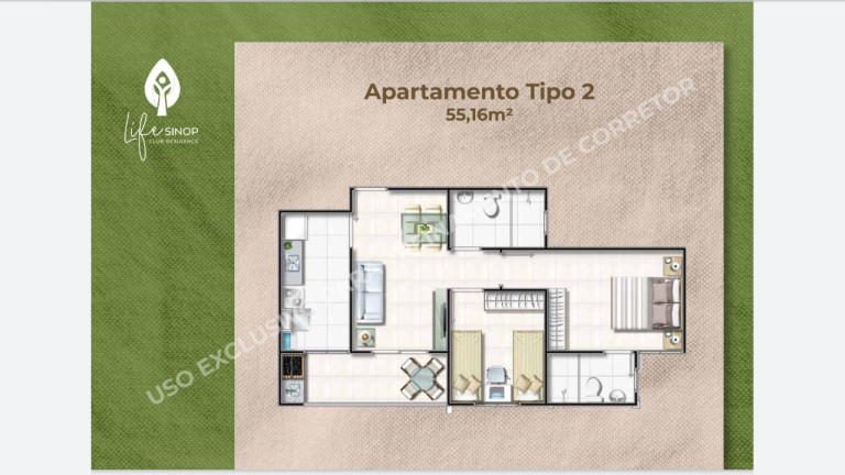 Apartamento com 1 Quarto à Venda,  em Residencial Florença - Sinop