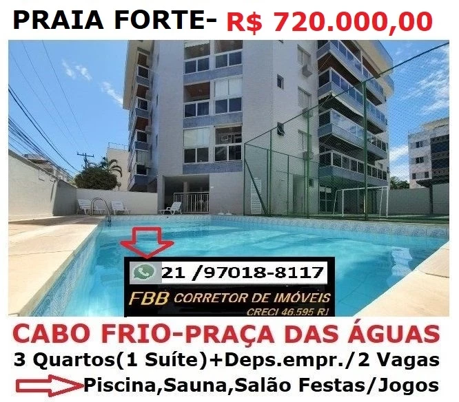 Apartamento com 3 Quartos à Venda, 12.000 m² em Vila Nova - Cabo Frio