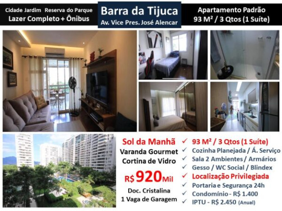 Apartamento com 3 Quartos à Venda, 93 m² em Jacarepaguá - Rio de Janeiro