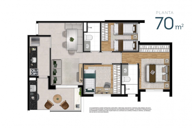 Imagem Apartamento com 2 Quartos à Venda, 57 m²em Ferreira - São Paulo
