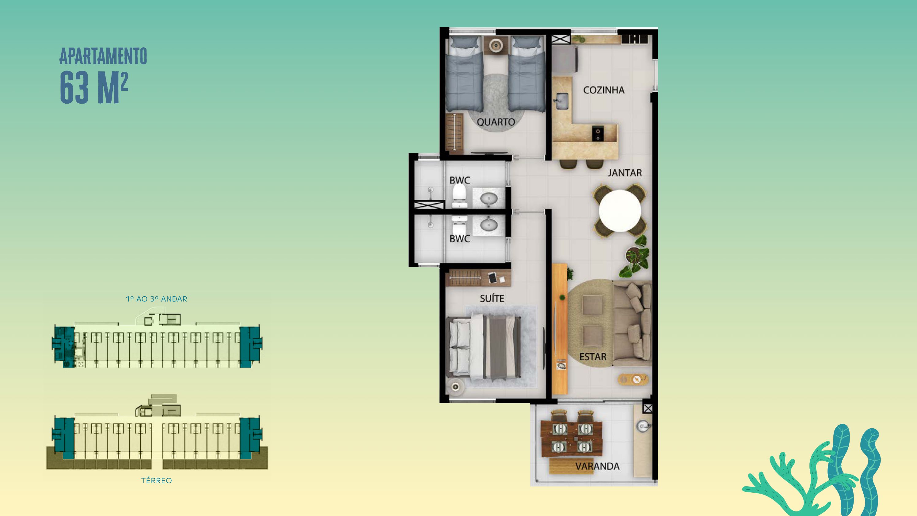 Foto do imóvel: Apartamento com 2 Quartos à Venda, 63 m² em Praia Carneiros - Tamandaré
