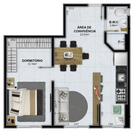 Imagem Apartamento com 2 Quartos à Venda, 53 m² em Santa Augusta - Criciúma