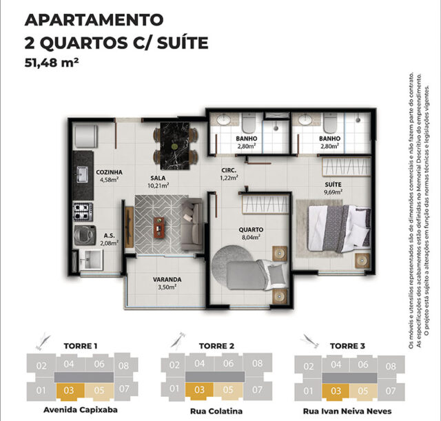 Imagem Apartamento com 3 Quartos à Venda, 63 m² em Residencial Coqueiral - Vila Velha