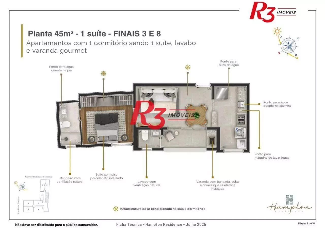 Apartamento com 1 Quarto à Venda, 45 m² em Marapé - Santos