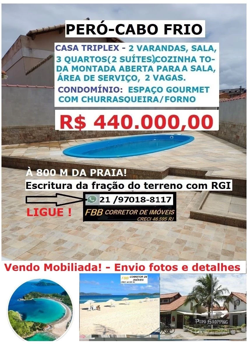 Imagem Casa de Condomínio com 3 Quartos à Venda, 145 m² em Peró - Cabo Frio