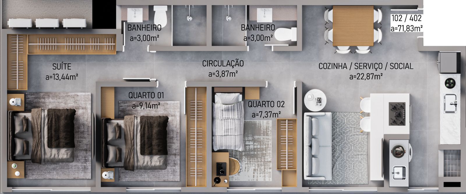 Imagem Apartamento com 3 Quartos à Venda, 72 m² em Pedra Branca - Palhoça