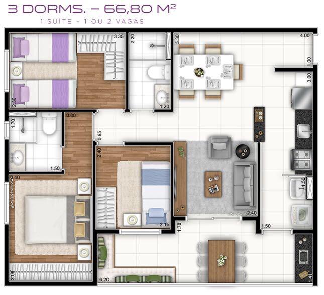 Imagem Apartamento com 3 Quartos à Venda, 67 m² em Centro - Diadema