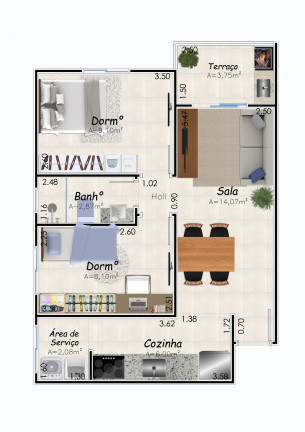 Imagem Apartamento com 2 Quartos à Venda,  em Caiçara - Praia Grande