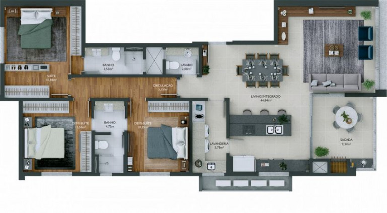 Imagem Apartamento com 3 Quartos à Venda, 136 m² em Centro - Criciúma