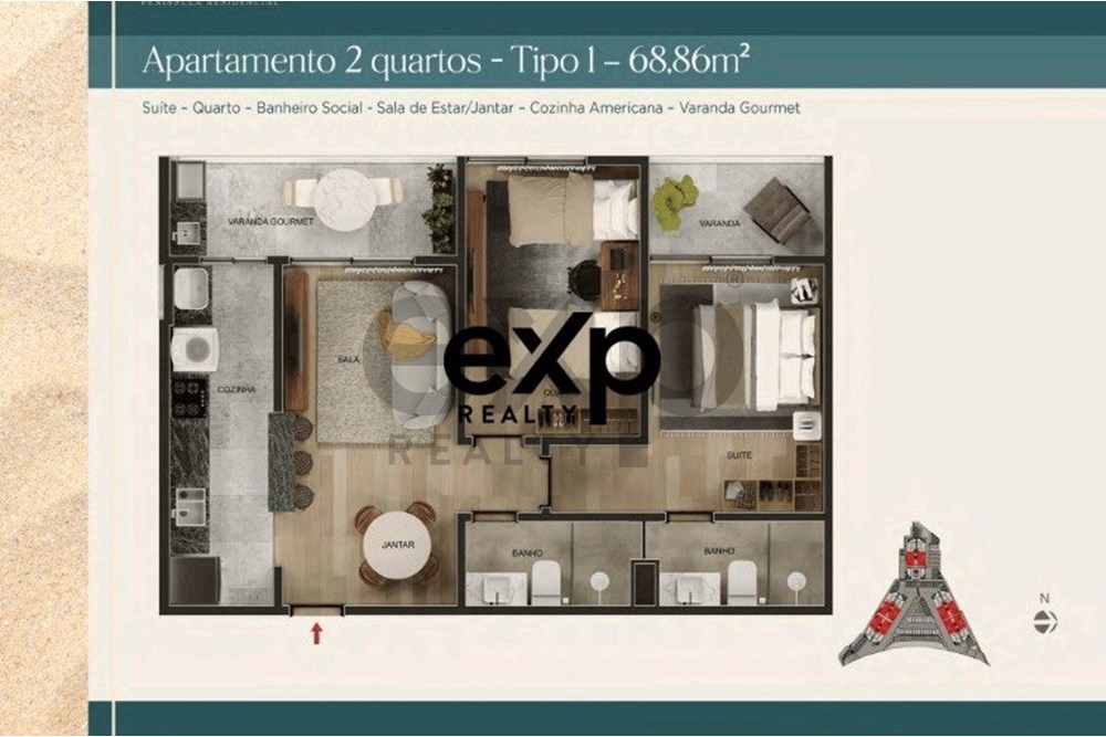 Imagem Apartamento com 2 Quartos à Venda, 68 m² em Samambaia - Petrópolis