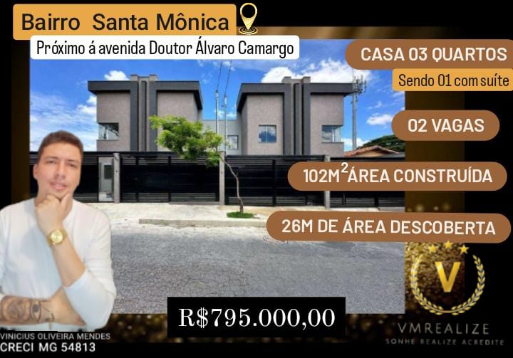 Casa com 3 Quartos à Venda, 166 m²em Santa Mônica - Belo Horizonte