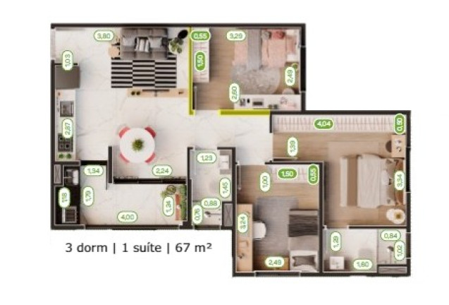 Imagem Apartamento com 3 Quartos à Venda, 67 m² em Mogi Moderno - Mogi das Cruzes