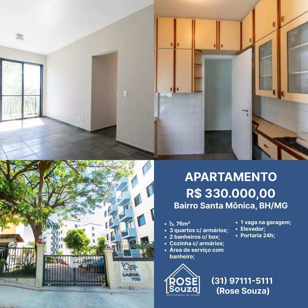 Apartamento com 3 Quartos à Venda, 76 m²em Santa Branca - Belo Horizonte