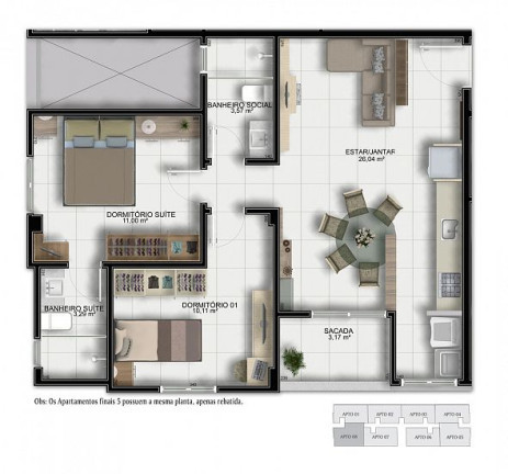 Imagem Apartamento com 2 Quartos à Venda, 5.200 m² em Pinheirinho - Criciúma
