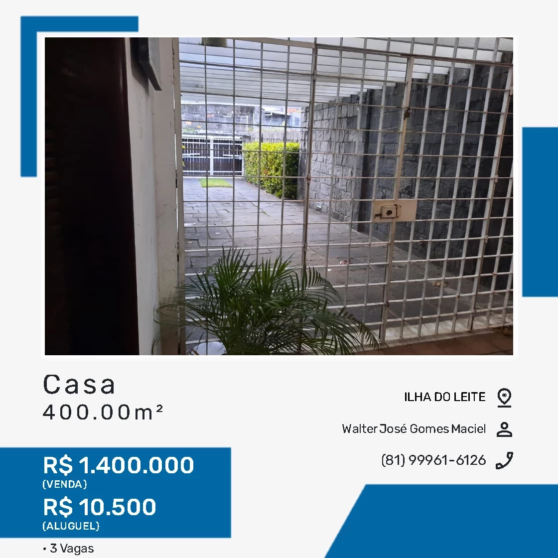 Foto do imóvel: Casa com 4 Quartos à Venda ou Locação, 400 m² em Ilha do Leite - Recife