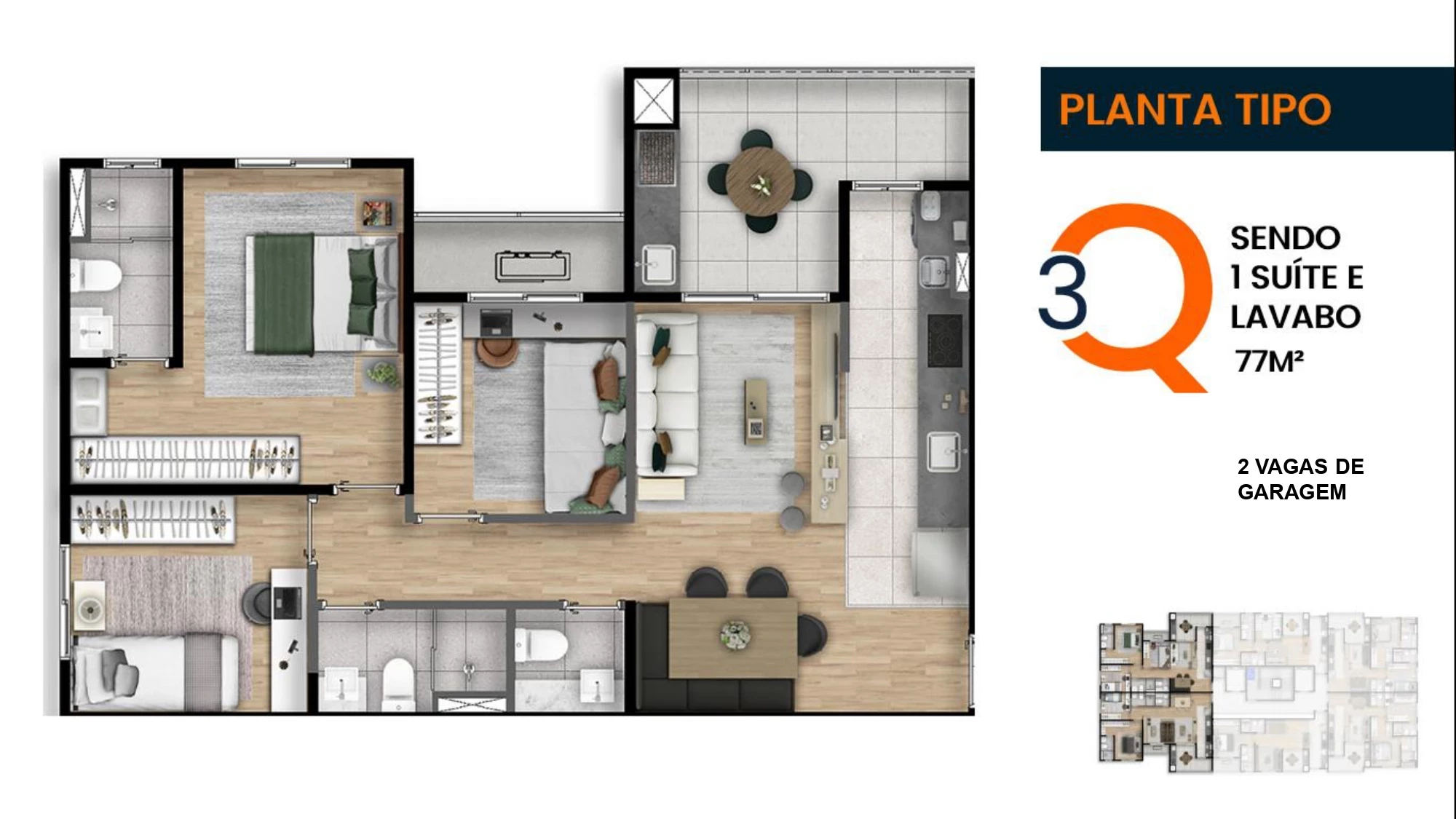 Imagem Apartamento com 2 Quartos à Venda, 77 m² em Centro - Campo Grande