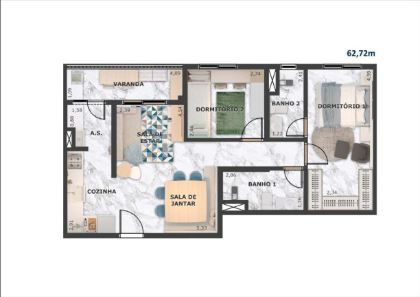 Imagem Apartamento com 2 Quartos à Venda, 62 m² em Vila Palmares - Santo André