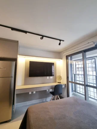 Imagem Apartamento 24M², 1Q, 1 Banheiro, Academia, Churrasqueira, Espaço Gourmet, Coworking, Coliving, Lavanderia Coletiva, Rooftop, Fechadura Eletrônica.