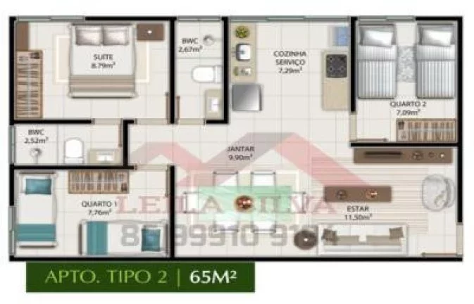 Imagem Apartamento 3 dormitórios para Venda em Teresina, Recanto das Palmeira, 3 dormitórios, 1 suíte, 2 banheiros, 1 vaga