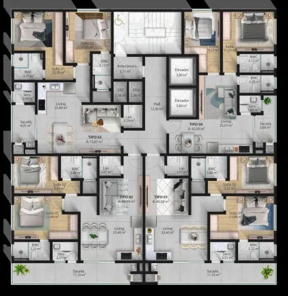 Imagem Apartamento com 1 suíte mais 1 dormitório na quadra mar no bairro Meia Praia em Navegantes a venda com a Adriano Carpes Imóveis