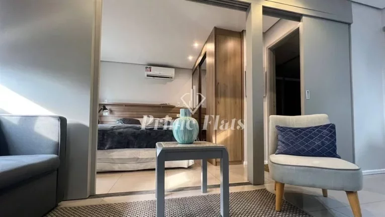 Imagem Flat disponível para locação no Hotel Hampton Park, com 33m², 1 dormitório e 1 vaga de garagem