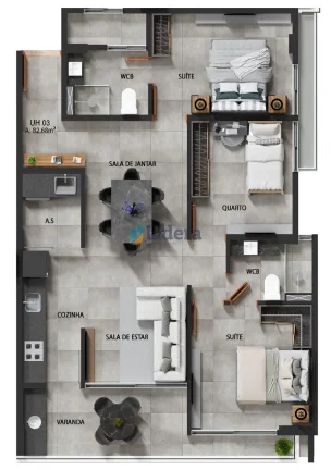 Imagem Apto - 3 Quartos - 1 Suíte - 82,68 m² - Camboinha, Cabedelo/PB