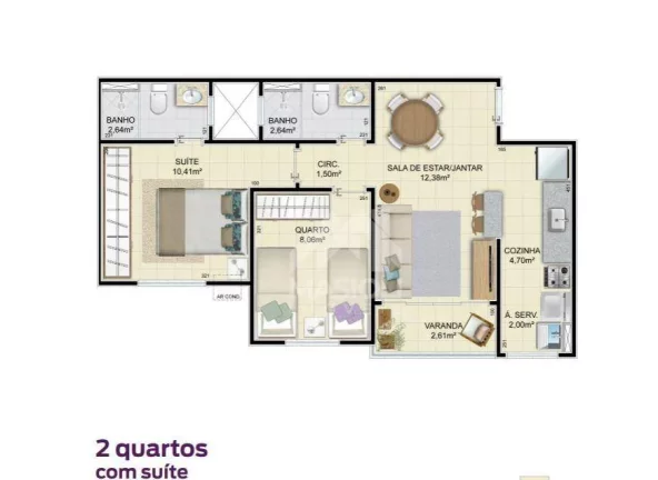 Imagem À venda - APARTAMENTO DE 2 QUARTOS COM SUÍTE / 1 VAGA– RESIDENCIAL COQUEIRAL, Vila Velha/ES.