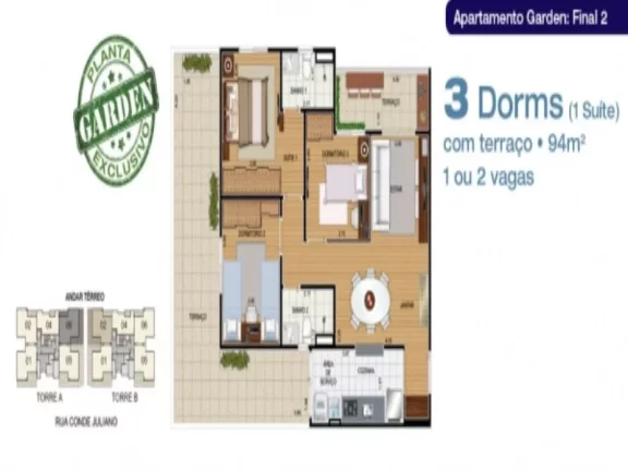Imagem Aluguel de Apartamento de 2 Quartos na Vila Humaitá - Condomínio Ideale Aramaçan - Santo André-SP