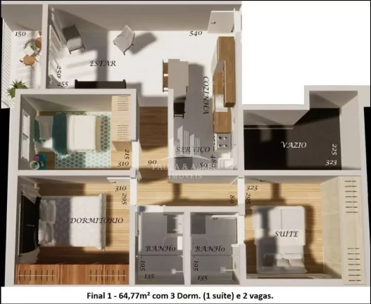Imagem Duas últimas Unidades de 54m², 2 dorms 1 suíte, 64,7m², 3 dorms 1 suíte, no Jardim Haydee, Mauá-SP