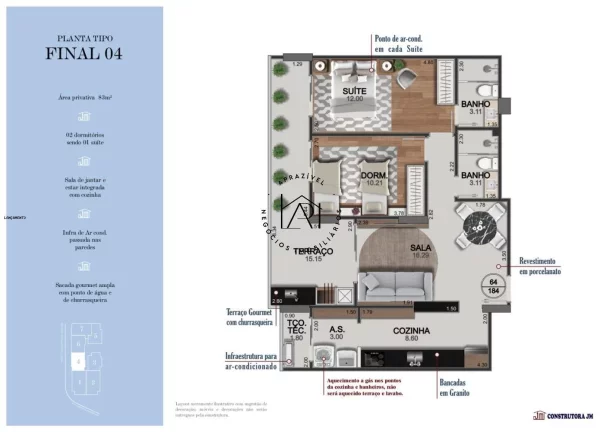 Imagem Apartamento na Planta para Venda em Praia Grande, Caiçara, 3 dormitórios, 2 suítes, 3 banheiros, 3 vagas