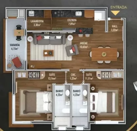 Imagem Apartamento no com 2 dormitórios sendo 1 suíte e 1 vaga de garagem no Centro de Canela/RS