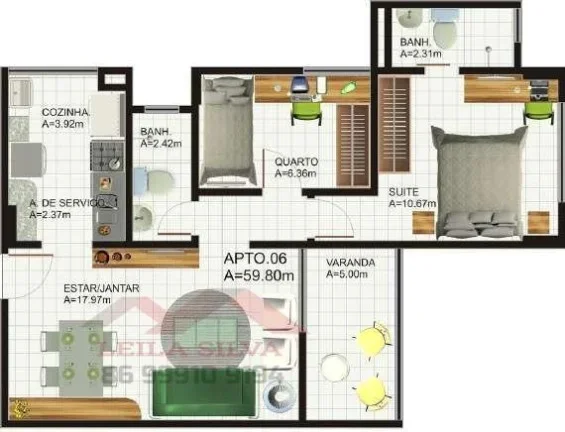 Imagem Apartamento 2 dormitórios para Venda em Teresina, Fatima, 2 dormitórios, 1 suíte, 2 banheiros, 1 vaga