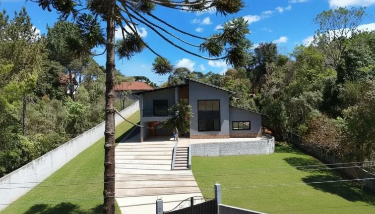 Imagem Refúgio Contemporâneo na Vila Siomara: Design, Terreno Plano e o Silêncio das Araucárias