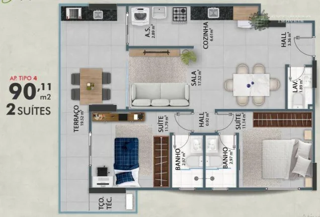 Imagem Apartamento com 2 dormitórios à venda, 90 m² por R$ 783.289,17 - Vila Guilhermina - Praia Grande/SP