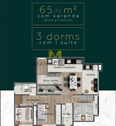 Imagem Espetaculatr Apartamento à venda, no Merizzo Residencial, com 2 a 3 quartos , 48m2a 122m2 no Capão Raso, em Curitiba.