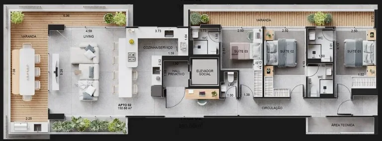 Imagem APARTAMENTO COM 150.66 m² - BOQUEIRÃO - PRAIA GRANDE SP
