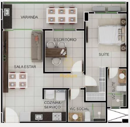 Imagem Apartamentos com varanda / sacada gourmet e pé na areia no Bessa - AP1411