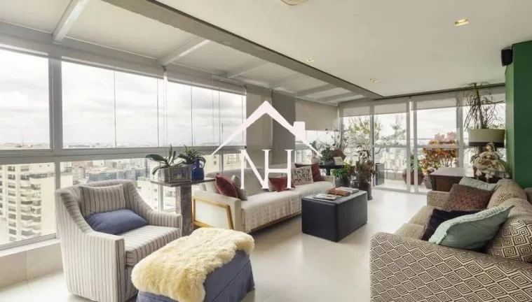 Imagem Linda Cobertura de 404m c/ 5 suítes, terraço gourmet, 5 vagas, home office, jacuzzi, pé direito duplo e uma vista exuberante de SP