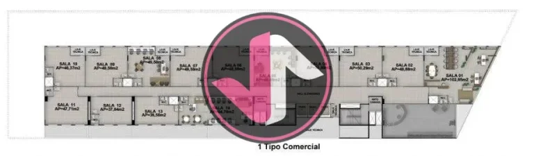 Imagem Centro Comerial Valentina em frente ao Parque das Águas Salas Comerciais 36,58m² a 114,44m² 06 Pa...